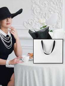 1/5 túi quà màu trắng & đen có quai ruy băng, túi quà trắng viền đen, phù hợp cho đám cưới, bán lẻ, tiệc, sinh nhật, cầu hôn, kỷ niệm và quà tặng tiệc đính hôn - Nhiều kiểu dáng - Xem 8