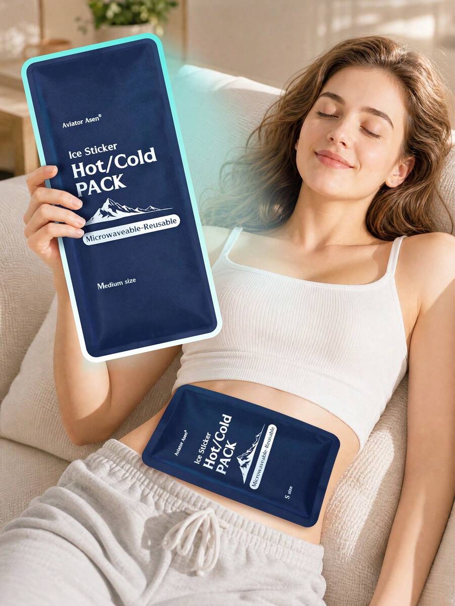 Aviator Asen 1 قطعة كيس جل ثلجي قابل لإعادة الاستخدام، كمادة ساخنة وباردة للكتف والركبة والظهر والرقبة والرأس والمفاصل، وسادة تبريد فيزيائية ناعمة لاستشفاء العضلات للرياضة واللياقة البدنية، أداة تدليك مهدئة، ضروري للمنزل