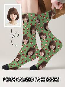 1 Pair Customized Face Socks, Personalized Photo Socks, Custom Printed Socks, Funny Face Socks, Custom Image Socks, Can Print Any Face On Socks, Anniversary Gift, Valentine's Day Gift, Birthday Gift, Wedding Gift - Multicolor - View 7