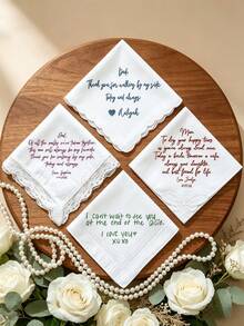 Custom Personalized Wedding Handkerchiefs – Embroidered Text And Tassel Accents; Elegant Lace Accessories For Weddings And Bachelorette Parties - Multicolor - View 4