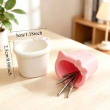 1pc Cute Cat Paw Nail Drill Bit Storage Box, Mini Dust Removal Polishing Head Display Rack, Nail Drill Bit Organizer Box, Nail Tool Storage Container, Multi-Function Nail Brush Cup - Multicolor - View 4