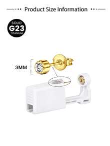 2/4/6/8Pcs/Set G23 Hypoallergenic Self Nose Piercing Kit Unit Disposable Nose Piercing Gun With Nose Stud Piercing Kit Tool For Cartilage Tragus Helix Piercing Gun Piercing Jewelry(Gold With CZ) - Multicolor - View 9