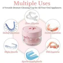 3-In-1 Portable Retainer Case With Built-In Mirror And Cleaning Brush, Double-Layer Soakable Denture Storage Box With Drain Basket, Orthodontic Storage Box Compatible With Clear Aligners, Wire Retainers, Dental Trays, Suitable For Travel And Bathroom - A - View 2