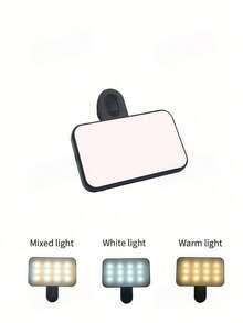 1pc Adjustable 3-Color Selfie Ring Light, Suitable For Phone, Camera, Video Conference, Live Streaming, Laptop, Makeup And Selfie; Equipped With Clip, Portable Mini LED Light, Supports USB Charging; Mini Portable Pocket Fill Light, Handheld RGB Photography Fill Light, Beauty Selfie/Influencer Live Streaming Light - Fill Light - View 4