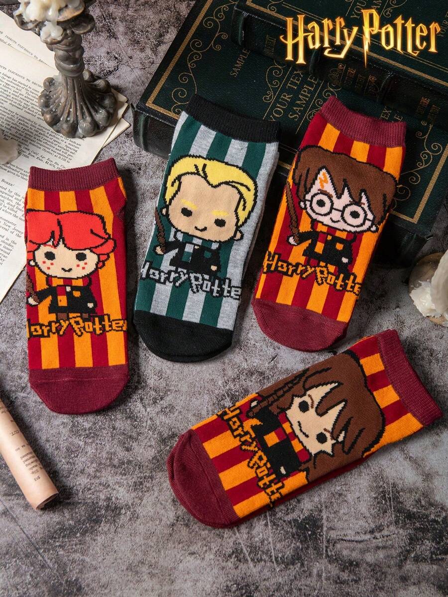 1/4 Pair Warner Bros Cartoon Jacquard Creative Vertical Stripe Street Style Socks, Halloween Socks - Multicolor - View 1