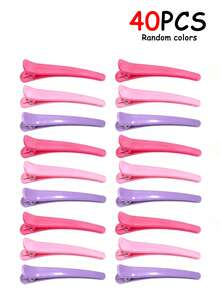 40/20/5PCS Duckbill Hair Clip, Candy-Colored Crocodile Clip, Simple Plastic Hair Clip For Side, Forehead, Bangs, And Split Ends,Campus - Multicolor - View 8