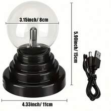 Smart Touch Plasma Lightning Ball Lamp, USB Powered & Battery Dual Power (Battery Not Included), Interactive Plasma Ball With Fingertip Touch Sensor, Black Base Science Experiment Decor Night Light, Suitable For Home Decoration, Holiday Gift, Creative Lighting - Magic Ball Light - View 6