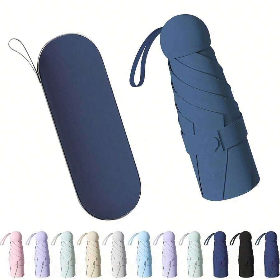 Thickened And Reinforced Five-Fold Umbrella, Windproof, Rainproof, Ultra-Light Mini Capsule Pocket Umbrella - A - View 1