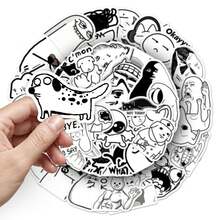 50Pcs Funny Black And White Meme Stickers Aesthetics Scrapbook Stickers Pack Comic Style Humor Work Stickers Vinly Waterproof Stickers For Water Bottle,Computer,Laptop,Phone,Luggage,Notebook,Fridge - Multicolor - View 6