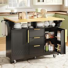Sideboard Made Of Wood With 3 Drawers With Storage Adjustable Black For Living Room And Dining Room - Black - View 2