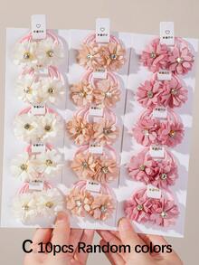 10/20/30pcs Girls Rhinestone Daisy Hair Ties, Quick-Tie High Ponytail Hair Bands, Simple Non-Damaging Elastic Hair Ropes, High Elasticity Hair Accessories Rubber Bands For Daily Use - Multicolor - View 11