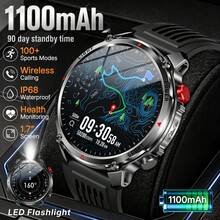 KENPANG Advanced Men's Smartwatch, 1.7-Inch HD Large Screen, Compass, 1100mAh Ultra-Large Battery, IP68 Professional Waterproof, Built-In Bright LED Flashlight, 100+ Sports Mode Tracking, Bluetooth HD Calling, 24/7 Health Monitoring, Sleep Tracking, Weather Forecast, Men's Fitness Tracker, Compatible With IOS And Android - View 18