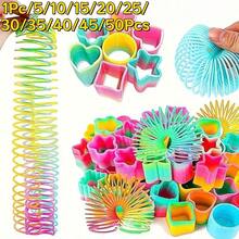 1Pc/5/10/15/20/25/30/35/40/45/50Pcs Gradient Rainbow Shaped Elastic Spring Rings, Multi-Style Stretchable Spring Rings, Heart Star Square Gradient Colorful Elastic Pull Rings, Random Style - Multicolor - View 3