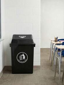 Bote de Basura Plastico 40 Litros con Tapa Balancin Push Contenedor de Residuos Cesto Organizador para Desechos Interiores - Negro - Ver 7