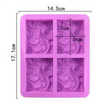 4-Cavity Wave Flower Rectangular Soap Handmade Soap DIY Silicone Mold 1pc - Purple - View 6