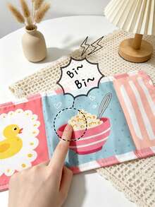 BBSKY 1pc Baby Foldable Cloth Book, Built-In Squeaker, Soft And Washable, Rich Cartoon Patterns Infant Sensory Cognition Fun Cloth Book Toy, Suitable For Newborn Baby Gift - Multicolor - View 4