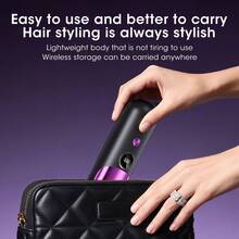 Hailicare Women's Wireless Straightening Brush, Rechargeable Portable Heated Styling Brush With Digital Temperature Display, Mini Travel Size Hot Hair Brush, Suitable For Carrying, Home Use And Daily Quick Styling, Gift Choice - Black - View 6