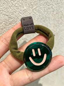 Smiling Face Decorative Hair Scrunchie, Soft Elastic Hair Band, Cute Daily Ponytail Hair Accessory, Women's Ponytail Hair Scrunchie, Cartoon Decorative Hair Scrunchie - Multicolor - View 2