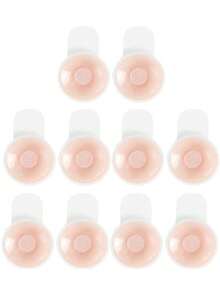 5/3/1 Pair Silicone Nipple Covers, Reusable, Invisible Bra, 6.5cm, Suitable For Small Breasts (A/B Cup), With Leak-Proof Cover And Nipple Cover Protector, Strong Adhesion, Reusable Invisible Bra - Beige - View 9