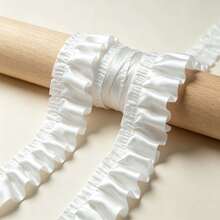 Satin Ruffle Ribbon Trim 4cm Wide 2M/5M/10M, White Pleated Ribbon For Sewing Dress Hem, Wedding, Gift Wrapping DIY - Satin Ruffle Ribbon - View 3