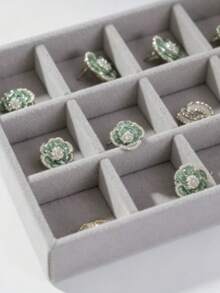 10pcs/1pc Jewelry Tray, Jewelry Storage Tray, Jewelry Display Tray, Stackable Drawer Jewelry Storage Box, Multi-Functional Jewelry And Accessories Display And Storage Box, Velvet Jewelry Tray, Mesh Jewelry Tray, Jewelry Box, Jewelry Storage Box, Drawer Storage Box, Suitable For Earrings, Necklaces, Bracelets, Rings And Other Jewelry Of Various Sizes, Jewelry Storage Box. - Grey - View 4