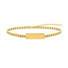 1pc Fashion Simple Rectangular Bar Golden/Silvery Stainless Steel Chain Bracelets For Men - Long Plate Bracelet - View 5