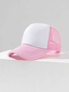 1pc Unisex Colorblock Mesh Breathable Baseball Cap, Foam Trucker Hat, Suitable For Baseball, Badminton, Running, Hiking, Fishing, Daily Wear - Multicolor - View 3