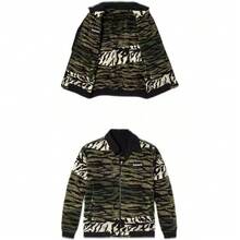 Timberland New Men's Windproof Jacket, Outdoor Sports Casual Stand Collar Loose Reversible Jacket - Black/Green - View 6