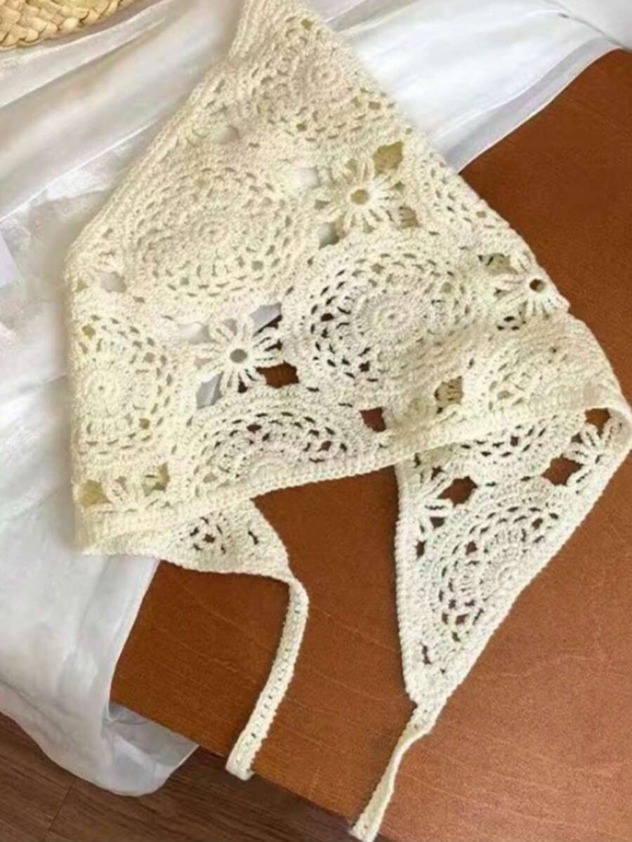 1pc Lace Triangle Scarf Shawl - Apricot - View 1