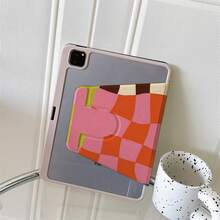 1pc Colorful Asymmetrical Checkerboard 360° Rotatable Tablet Protective Case, Multi-Angle Viewing Book-Style Stand, Compatible With IPad A16 2025, Galaxy Tab S9 FE/S8 Plus/S7/S10, Pad, MatePad, Pad, Honor Pad, Xiaoxin Pad - Multicolor - View 7