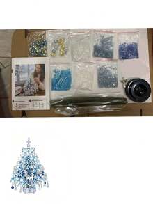 DIY Beaded Christmas Tree Kit, 3D Crystal Bead Pearl Christmas Tree Making Set, Colorful Beads, Metal Frame, Angel Topper, Warm Light Display, Holiday Desktop Tree Decoration, Christmas Tree - A - View 14