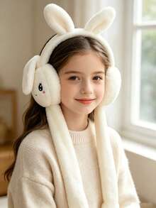 1 cái bịt tai bông hình thỏ hoạt hình có tai cử động bóp được, giữ ấm tai dùng hàng ngày - Nhiều màu - Xem 2