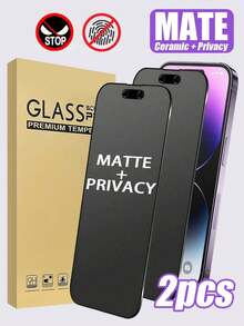 2片裝陶瓷磨砂防窺螢幕保護貼，相容 iPhone Ultra/18 Pro Max/18 Pro/18/17 Pro Max/17 Pro/17 Air/17/16 Pro Max/16 Pro/16 Plus/16/15 Pro Max/15/14/13/12 及其他機型，觸控順滑無延遲，磨砂質感操作更絲滑，精準開孔設計易貼合且不干擾保護殼，顯著防窺效果，防水、防指紋、防汗，乾淨清新，手機配件 - 黑色 - 查看 10