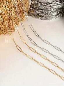 1/2m Fashion Solid Color Steel Oval Square Frame Chain For DIY Handmade Jewelry Making Necklace Bracelet Accessories Material - Figaro Chain - View 4