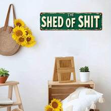 男士洞穴裝飾金屬鐵製標誌 16X4 英吋「THE SHED OF」趣味街道標誌，獨特牆面裝飾，適用於居家酒吧餐廳 - 多色 - 查看 3