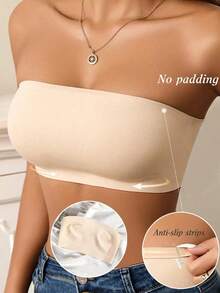 3pcs/Pack Women's Seamless Strapless Wireless Bra, Elastic Skin-Friendly Breathable Bandeau Style Underwear, Suitable For Cold Shoulder Dress Occasions - Multicolor - View 5