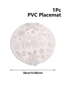 1/4件組聖誕快樂餐墊，聖誕銀箔PVC杯墊，38cm直徑圓形桌墊，馴鹿與鈴鐺圖案耐熱桌墊，節日派對桌面裝飾，節日桌面配件，居家廚房裝飾，聖誕快樂，聖誕裝飾，居家聖誕裝飾，聖誕裝飾，聖誕裝飾，聖誕快樂 - 聖誕燙銀 - 查看 6