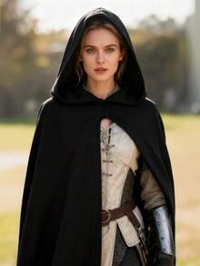 Hooded Cloak Medieval Renaissance Cape Unisex Halloween Costume - Multicolor - View 4