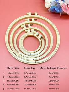 [10pcs]Bamboo-Style Round Embroidery Hoops With Metal Screws, Adjustable Tension, 5 Sizes Available: 7/9/12/16/20cm, Can Be Used Directly As Fabric Wall Art After Embroidery, Suitable For Wall Hanging Decoration, Practical Embroidery Accessory - Faux Bamboo Round Embroidery Hoop, 10-pack - View 10
