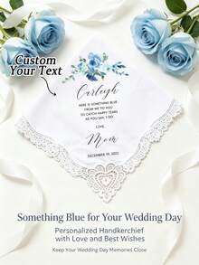 Custom Personalized Wedding Handkerchiefs – Embroidered Text And Tassel Accents; Elegant Lace Accessories For Weddings And Bachelorette Parties - Multicolor - View 6