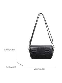 Women's Small Square Flap Bag, Fashionable Versatile Elegant Crossbody Bag - Black - View 5