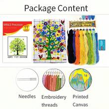 4-Piece All-Season Tree Of Life Cross Stitch Kit 11CT 30*30cm Square Full Material Set Beginner Friendly DIY Handmade Kit Spring Summer Autumn Winter Floral Tree Bee Snowflake Sunflower Print Home Bedroom Living Room Decor Wall Hanging Stress Relief Craft Gift - Multicolor - View 3