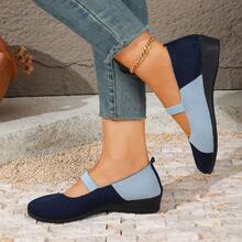 New Women's Wedge Heel Pumps, Colorblock Knit Upper, Elastic Strap, Commute & Date, Lightweight All-Season - Green - View 12