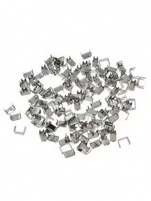 10pcs Size 5 Metal Zipper Sliders And End Caps - 4-Prong Tail Clamps - Silver - View 3