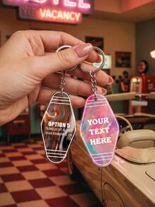 1pc Custom Text Vintage Motel‑Style Keychain,Custom Key Ring Accessory, Backpack Handbag Pendant Gift For Friends Couples Daily Decor - Multicolor - View 2