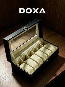 Kotak Penyimpanan Jam Tangan Kulit Premium DOXA 12 Slot, Kotak Pajangan Mewah Dua Lapis, Penutup Atas Kaca, Kotak Penyimpanan Aman untuk Kolektor Jam Tangan - Satu-Ukuran - View 6