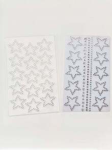 1 Sheet 10pcs Star-Shaped Rhinestone Stickers, Silver Glitter Sequin Self-Adhesive Crystal Star Stickers, Suitable For Face, Hair, Makeup, Body, Crafts, Holiday Decoration - White - View 6
