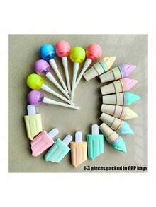 6pcs Mini Fluorescent Highlighter Pen Set, Cute Stationery For School & Office, Student Drawing Supplies, Kawaii Ice Cream Design Marker Pens For Painting, Doodling, Drawing, Writing, Learning, Holiday Gift, Study Award, DIY Pen Set,Back To School - Multicolor - View 13