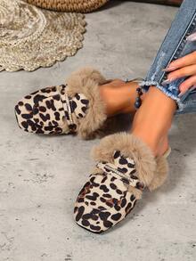 Sandal Wanita Baru Motif Leopard Ujung Persegi, Sandal Lembut dan Nyaman untuk Dalam/Luar Ruangan, Dekorasi Rhinestone - Motif macan tutul - View 3