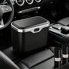 Tempat Sampah Mobil Multifungsi dengan Tombol Tutup, Penyimpanan Gantung, Penggunaan Kering dan Basah, Aksesori Interior Mobil, Kotak Penyimpanan - Satu ukuran cocok untuk semua - View 4